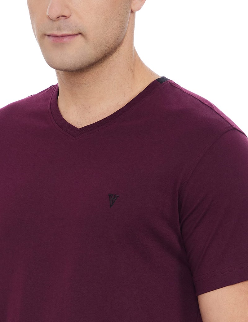 Van Heusen Men Athleisure Smart Tech T-Shirt - Easy Stain Release, Anti Stat, Ultra Soft_60001_Port Wine_XS - Image 3