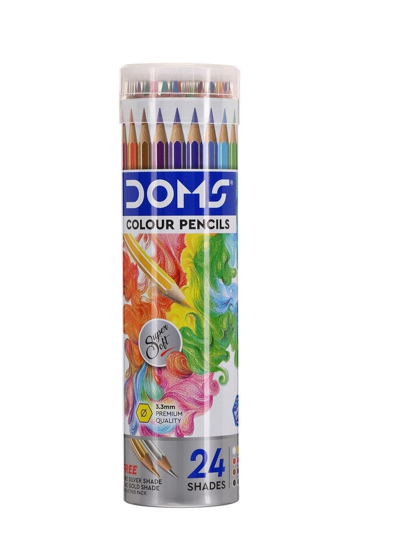 DOMS Non-Toxic Colour Pencil Set in Round Tin Box (24 Assorted Shades x 1 Set) - Image 2