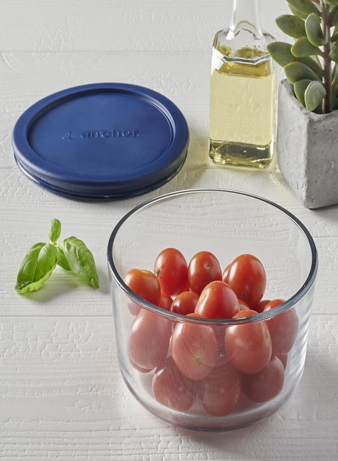 Anchor Hocking 2 Cup Glass Storage Containers with Lids, Set of 4 Glass Food Storage Containers with Navy SnugFit Lids - Image 2
