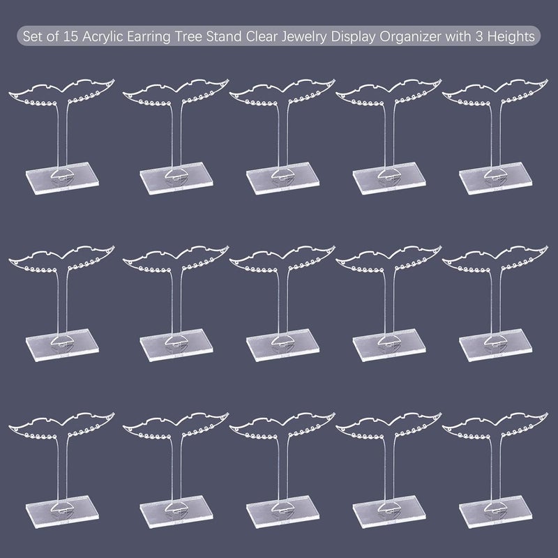 TPGP FINGERINSPIRE Set of 15 Acrylic Earring Tree Stands - Clear Jewelry Display Organizer - Image 5