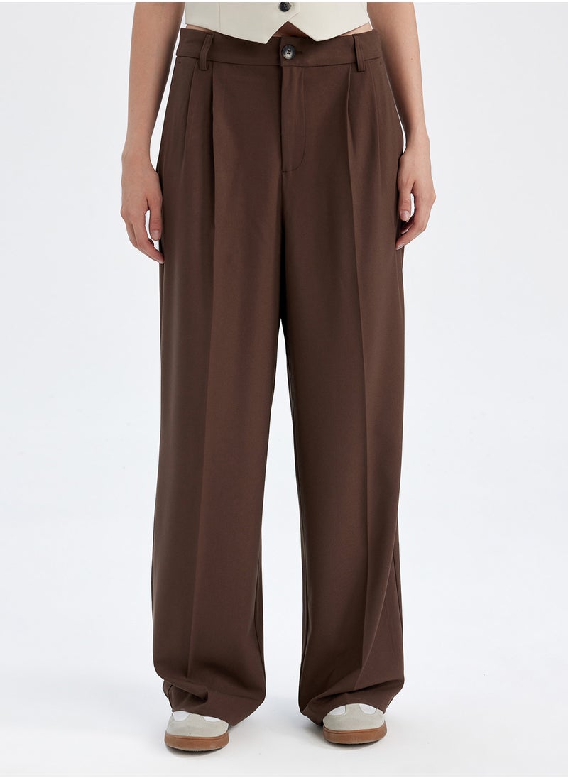 DeFacto Wide Leg High Waist Welt Pocket Plain Classic Pants  - Image 1