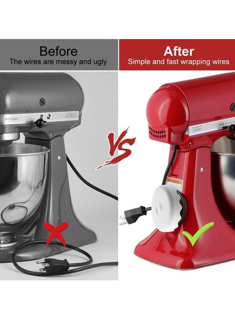 KASTWAVE Small Appliance Power Cord Winder, 2-piece Kitchen Appliance Power Plug Cord Organizer for Bathroom Rv to Keep the Desktop Clean and Tidy White - Image 2