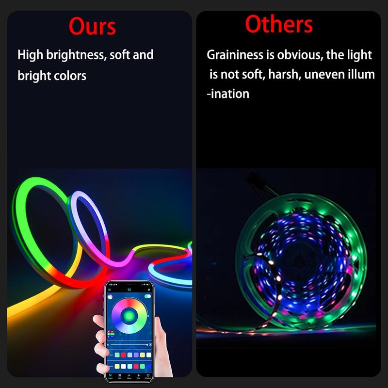 azhongxus أزهانغس 9.8 قدم ضوء نيون LED USB، أضواء شريط LED ذكية RGB IC لغرفة النوم، شريط ضوء نيون LED متزامن مع الموسيقى، تطبيق وجهاز تحكم عن بعد لاسلكي 24 مفتاح، أفكار DIY، غرفة ألعاب، زينة منزلية، هدية عيد الميلاد - Image 4