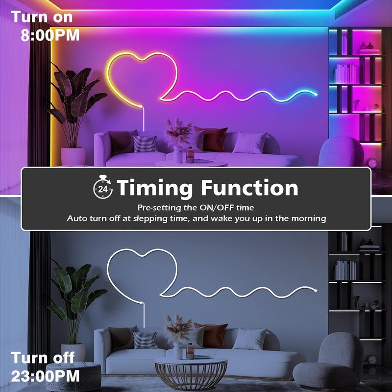azhongxus أزهانغس 9.8 قدم ضوء نيون LED USB، أضواء شريط LED ذكية RGB IC لغرفة النوم، شريط ضوء نيون LED متزامن مع الموسيقى، تطبيق وجهاز تحكم عن بعد لاسلكي 24 مفتاح، أفكار DIY، غرفة ألعاب، زينة منزلية، هدية عيد الميلاد - Image 5