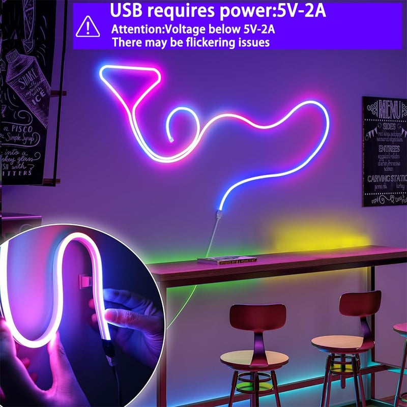 azhongxus أزهانغس 9.8 قدم ضوء نيون LED USB، أضواء شريط LED ذكية RGB IC لغرفة النوم، شريط ضوء نيون LED متزامن مع الموسيقى، تطبيق وجهاز تحكم عن بعد لاسلكي 24 مفتاح، أفكار DIY، غرفة ألعاب، زينة منزلية، هدية عيد الميلاد - Image 3