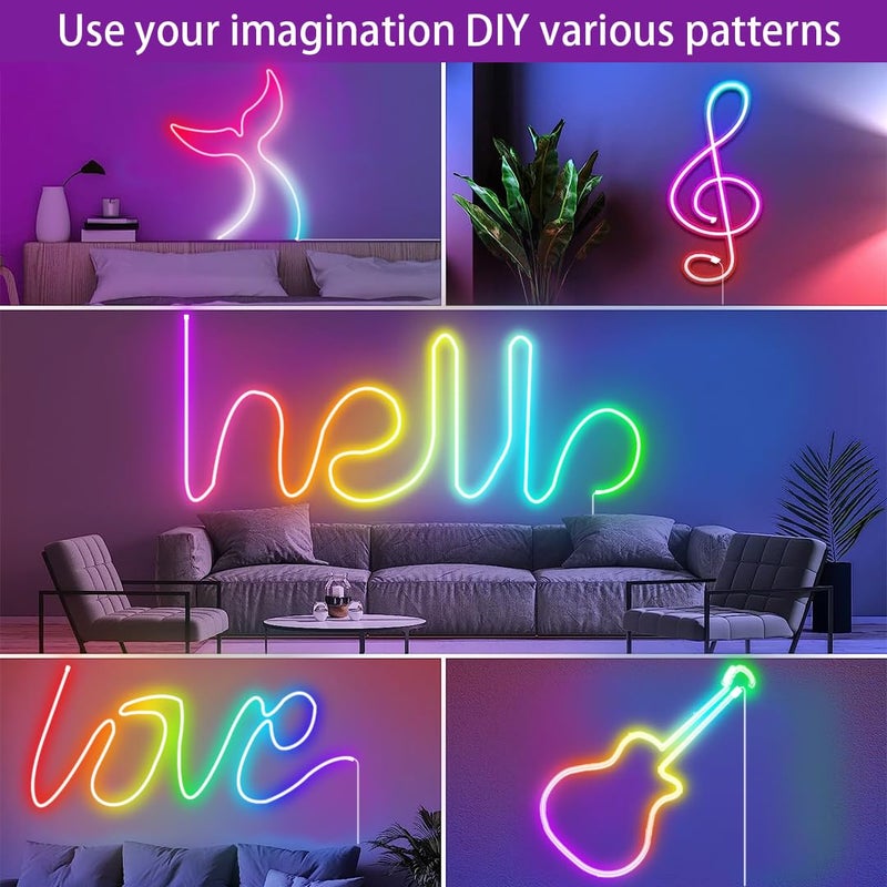 azhongxus أزهانغس 9.8 قدم ضوء نيون LED USB، أضواء شريط LED ذكية RGB IC لغرفة النوم، شريط ضوء نيون LED متزامن مع الموسيقى، تطبيق وجهاز تحكم عن بعد لاسلكي 24 مفتاح، أفكار DIY، غرفة ألعاب، زينة منزلية، هدية عيد الميلاد - Image 2