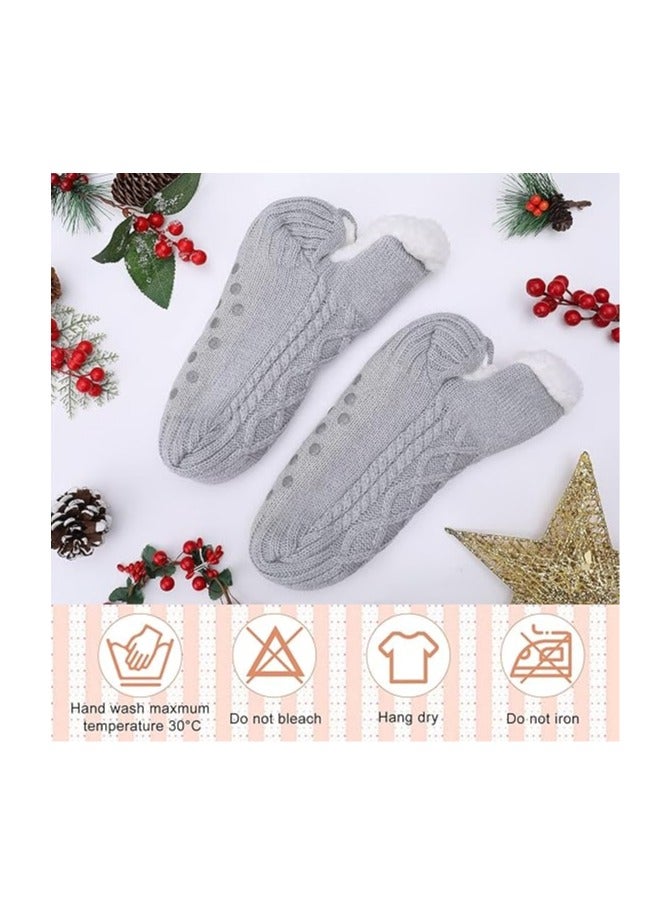 Bukela Fluffy Fleece Slipper Socks, Non Slip Warm Winter Socks, Cute Fleece Lined Slipper Socks, Warm Indoor Slipper Socks, Cozy Winter Non Slip Socks, Plush Socks, Soft Fluffy Socks, Unisex  - Image 2