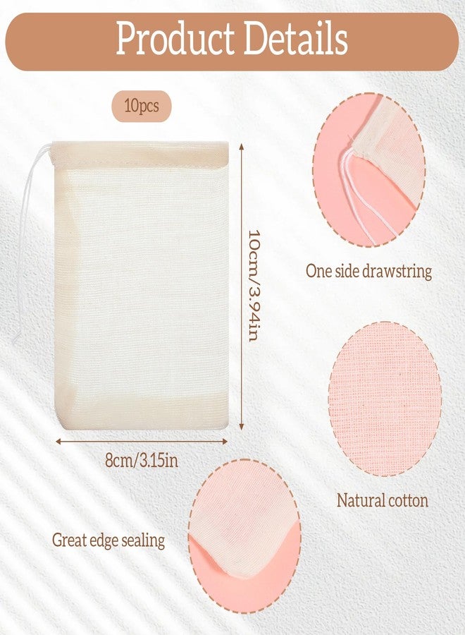 Zelphvt 10 Pcs Tea Filter Bags, Spice Bag Reusable Cheesecloth Bag Muslin Bags With Drawstring for Cold Brew Coffee Straining Soup - Image 2