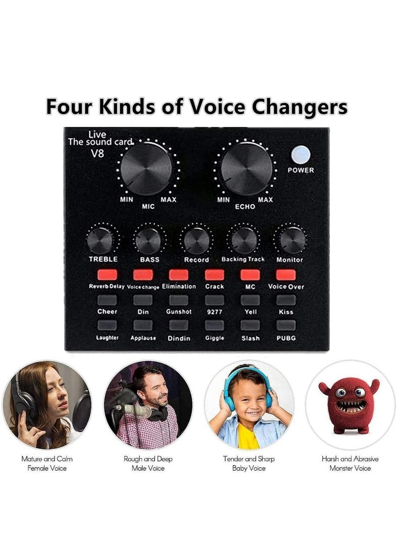 Podcast Equipment Set, BM-800 Mic Kit with V8 Live Sound Card, Condenser PC Gaming Mic with Professional Audio Mixer, Prefect for Streaming, Computer, Singing, Youtube, Recording (BLACK) - Image 5
