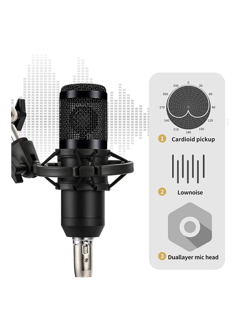 Podcast Equipment Set, BM-800 Mic Kit with V8 Live Sound Card, Condenser PC Gaming Mic with Professional Audio Mixer, Prefect for Streaming, Computer, Singing, Youtube, Recording (BLACK) - Image 2