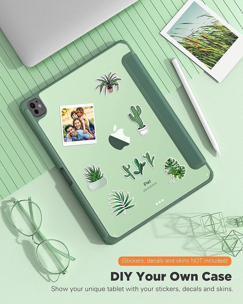 ProElite Case Cover for Apple iPad Pro 13 M4/M5 2024/2025 Cover, Transparent Smart Flip Cover for iPad Pro 13 inch M4/M5 2024/2025 with Pencil Holder, Dark Green - Image 5