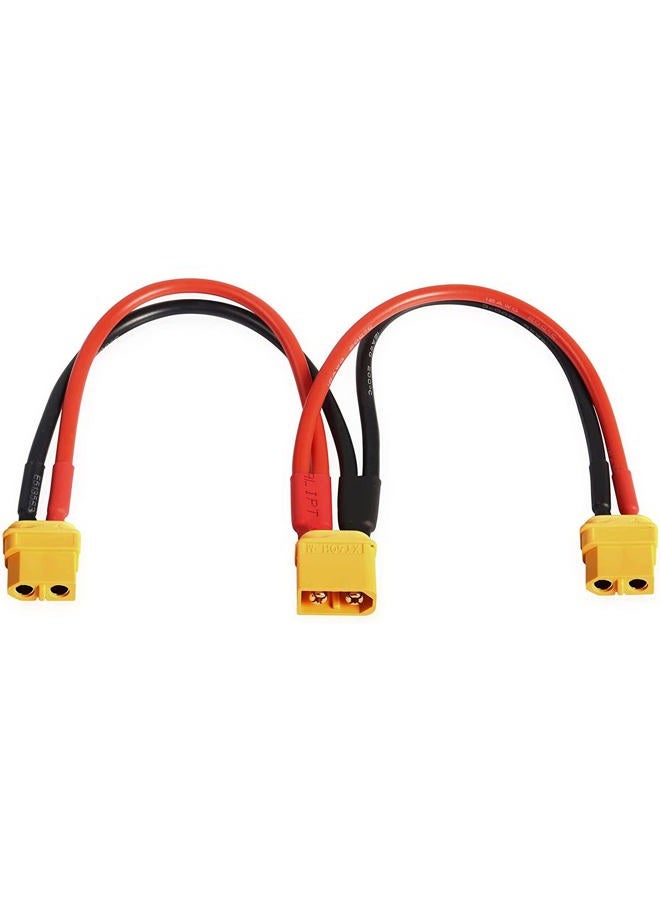 XMSJSIY XT60 Y Splitter Male to 2 Female Adapter Parallel Battery Connector Extension Cable Wire Cord 12AWG for Multirotors RC LiPo Battery (1 Male to 2 Female) - Image 1