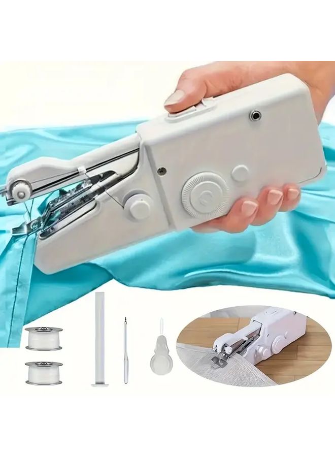 Portable Handheld Sewing Machine White Battery Powered With Sewing Accessories - Image 2
