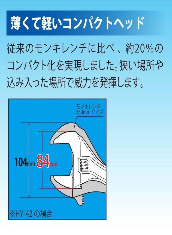 TOP 12 inch Adjustable Wrench Thin and Light Body for Tight Spaces | Super Heavy Duty Extra Wide Opening Jaw Crescent Wrench | Made in Japan - Image 2