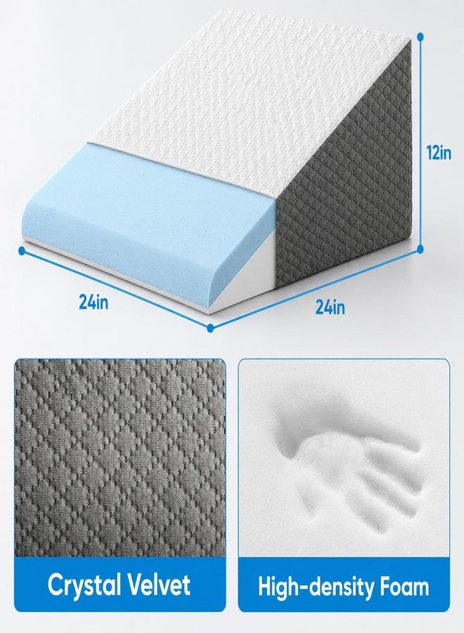 OAISZ Wedge Pillow for Sleep Apnea, Bed Wedge Pillow for Headboard, Headboard Triangle Pillow Wedge for Acid Reflux, After Surgery, Snoring, Cooling Memory Foam Top, Removable Cover, 24x24x12Inch - Image 4