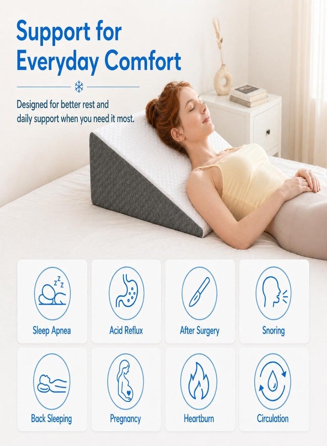 OAISZ Wedge Pillow for Sleep Apnea, Bed Wedge Pillow for Headboard, Headboard Triangle Pillow Wedge for Acid Reflux, After Surgery, Snoring, Cooling Memory Foam Top, Removable Cover, 24x24x12Inch - Image 5
