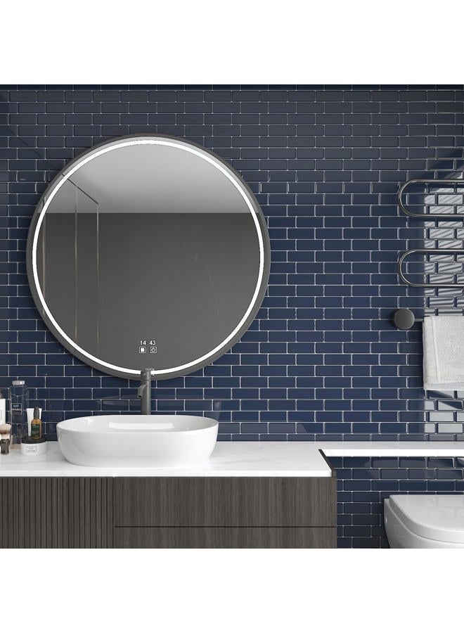 CHIHUT 16 Sheets Peel and Stick Backsplash Tile for Kitchen Bathroom Navy Blue Stick on Tile 12''x12'' Self Adhesive Waterproof Glossy Subway Tile Stickers for Laundry Room Fireplace Shower Walls - Image 3