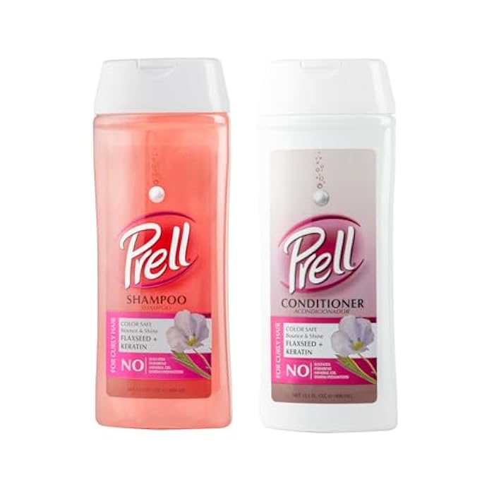 Prell Flaxseed + Keratin Color Safe Shampoo & Conditioner, Bounce & Shine for Curly Hair 13.5 fl.oz - Image 1