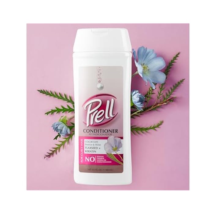 Prell Flaxseed + Keratin Color Safe Shampoo & Conditioner, Bounce & Shine for Curly Hair 13.5 fl.oz - Image 4