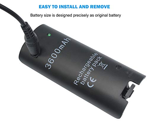 OSTENT 3600mAh Rechargeable Battery Pack Charging Cable for Nintendo Wii Remote Controller Color Black - Image 3