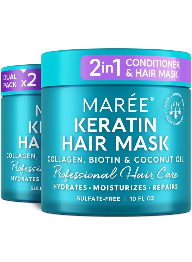 MAREE MAREE Hair Mask for Damaged Hair 2 PACK - Keratin Treatment Conditioner - Extremely Deep Conditioning Mask, Hydrating & Repairing, Keratina Mascarilla Para el Cabello - Image 1