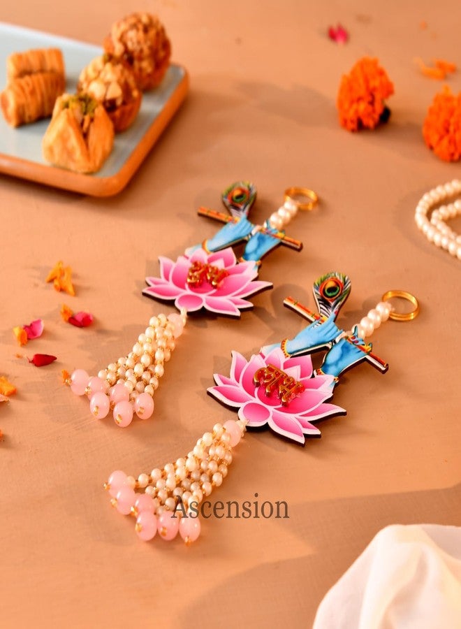Ascension Handmade Murli Lotus Shubh Labh Door Hangings for Main Gate | Diwali Decor, Puja Tags, Door Tags, Diwali Shoon/Soohn/Shun for Home, Temple, Pooja, Deepawali, Navratri & Home Decoration Item - Image 2