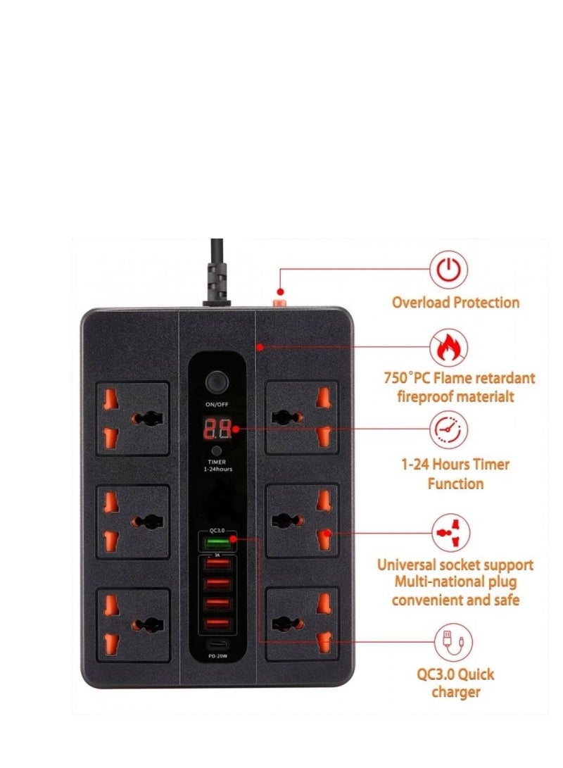 ريبنيو مقبس طاقة BKL-11 مقبس طاقة 6 مقابس 5 منافذ USB 1 دينار بحريني 2 متر 3000 واط مقبس طاقة BKL-11 - Image 3