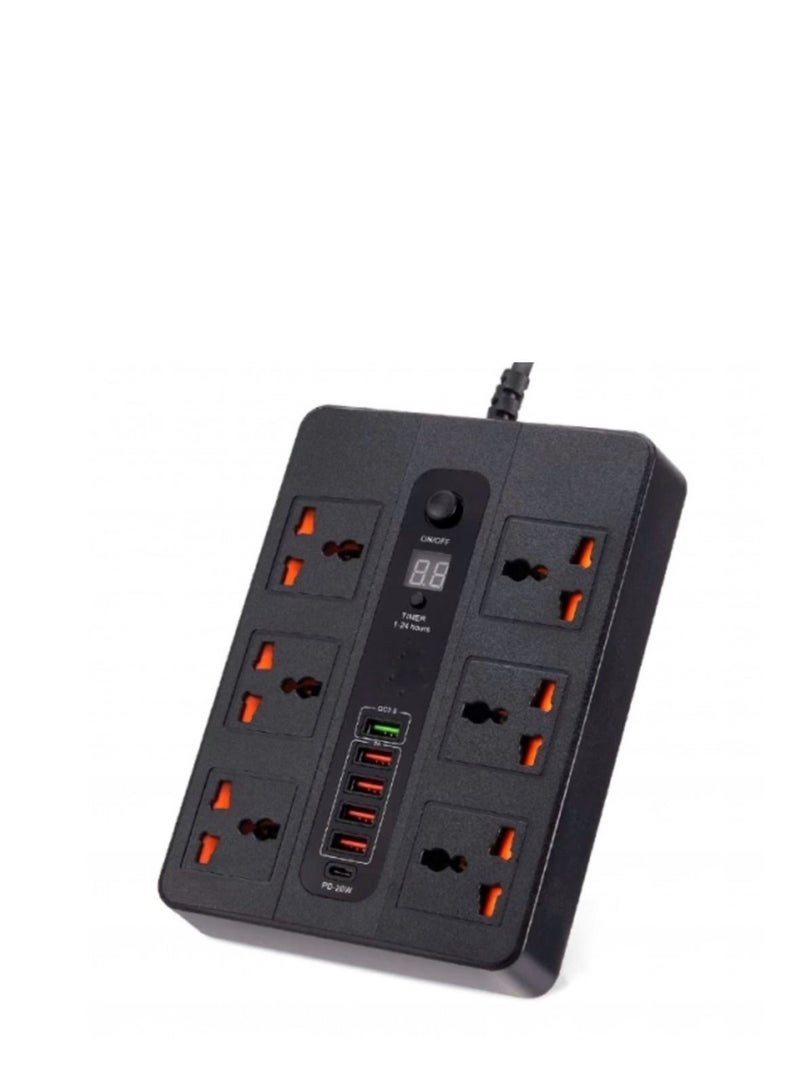 ريبنيو مقبس طاقة BKL-11 مقبس طاقة 6 مقابس 5 منافذ USB 1 دينار بحريني 2 متر 3000 واط مقبس طاقة BKL-11 - Image 2