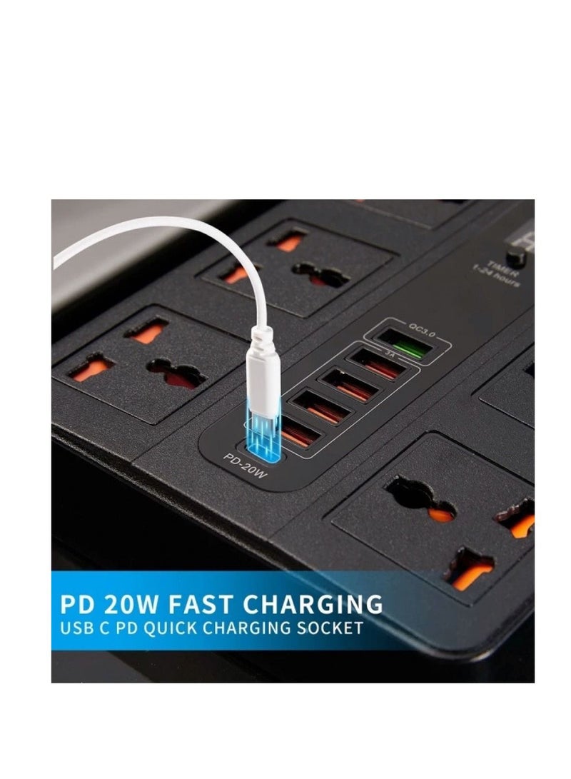 ريبنيو مقبس طاقة BKL-11 مقبس طاقة 6 مقابس 5 منافذ USB 1 دينار بحريني 2 متر 3000 واط مقبس طاقة BKL-11 - Image 4