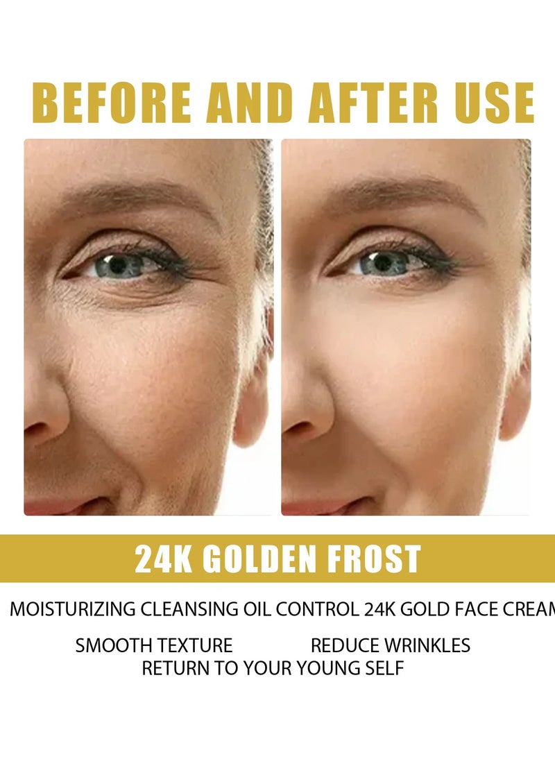 EELHOE 24k Golden Frost Cream Moisturizing Oil Control Cream Nourishing Rejuvenating Anti-aging Oil Control Face Cream 50g - Image 3