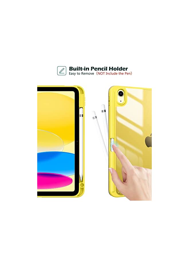 Procases ProCase for iPad 10th Gen Case with Pencil Holder 2022 iPad 10.9 Inch Case, Clear Transparent Back Shell Trifold Protective Cases Shockproof Cover for 2022 iPad 10th Gen A2696 A2757 A2777 -Yellow - Image 4