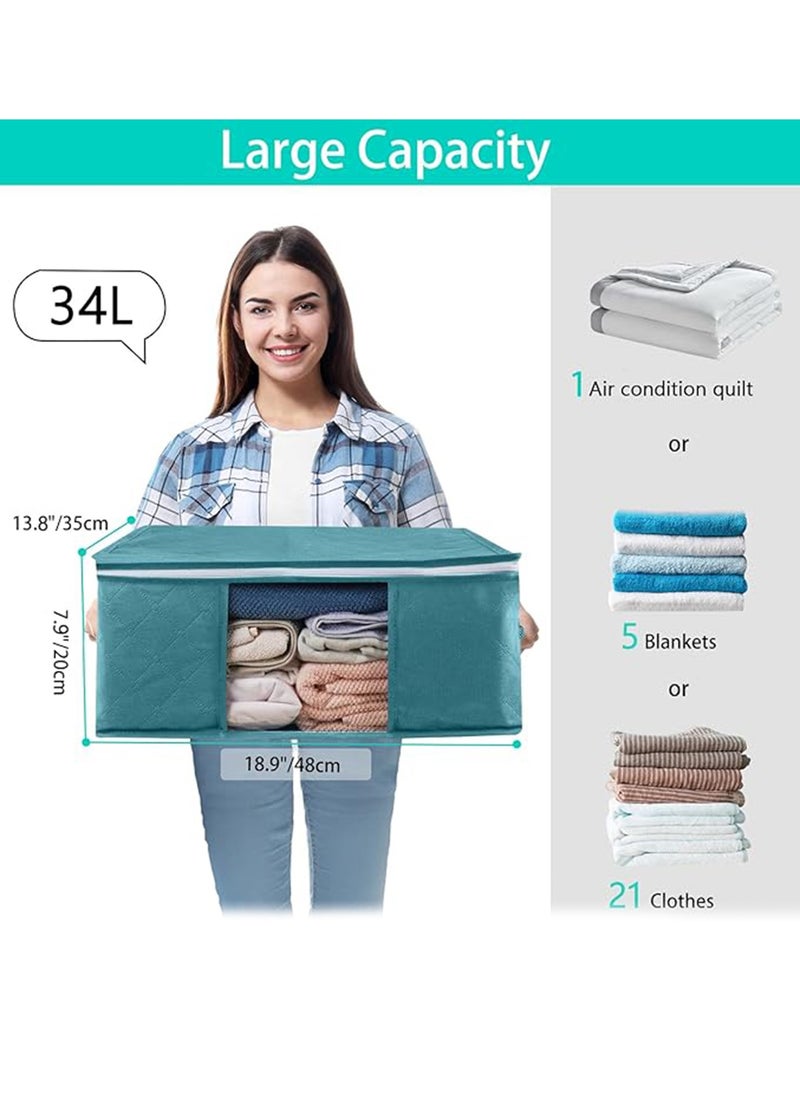 Generic Foldable Storage Bag 49x36x21cm (19.3x14.2x8.3in) – Large Capacity Clothes Organizer with Zipper & Transparent Window, Washable Non-Woven Fabric, Collapsible Storage Box with Handles for Bedroom, Closet, Office & Dorm Use  - Image 2