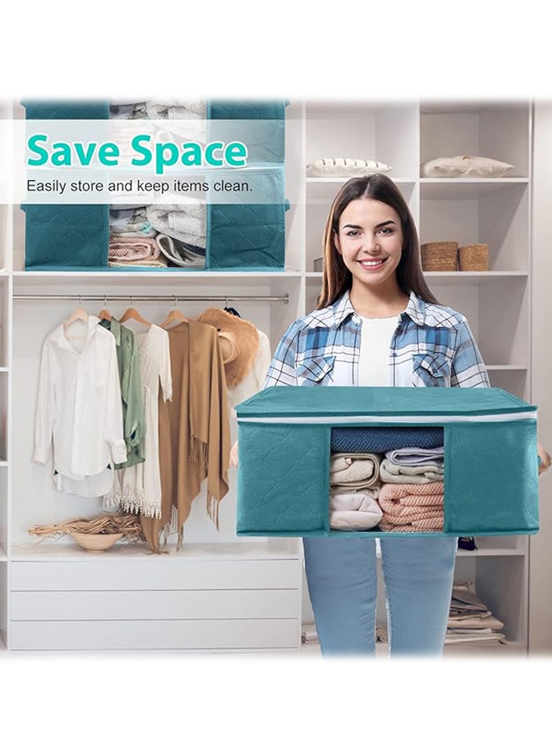 Generic Foldable Storage Bag 49x36x21cm (19.3x14.2x8.3in) – Large Capacity Clothes Organizer with Zipper & Transparent Window, Washable Non-Woven Fabric, Collapsible Storage Box with Handles for Bedroom, Closet, Office & Dorm Use  - Image 4
