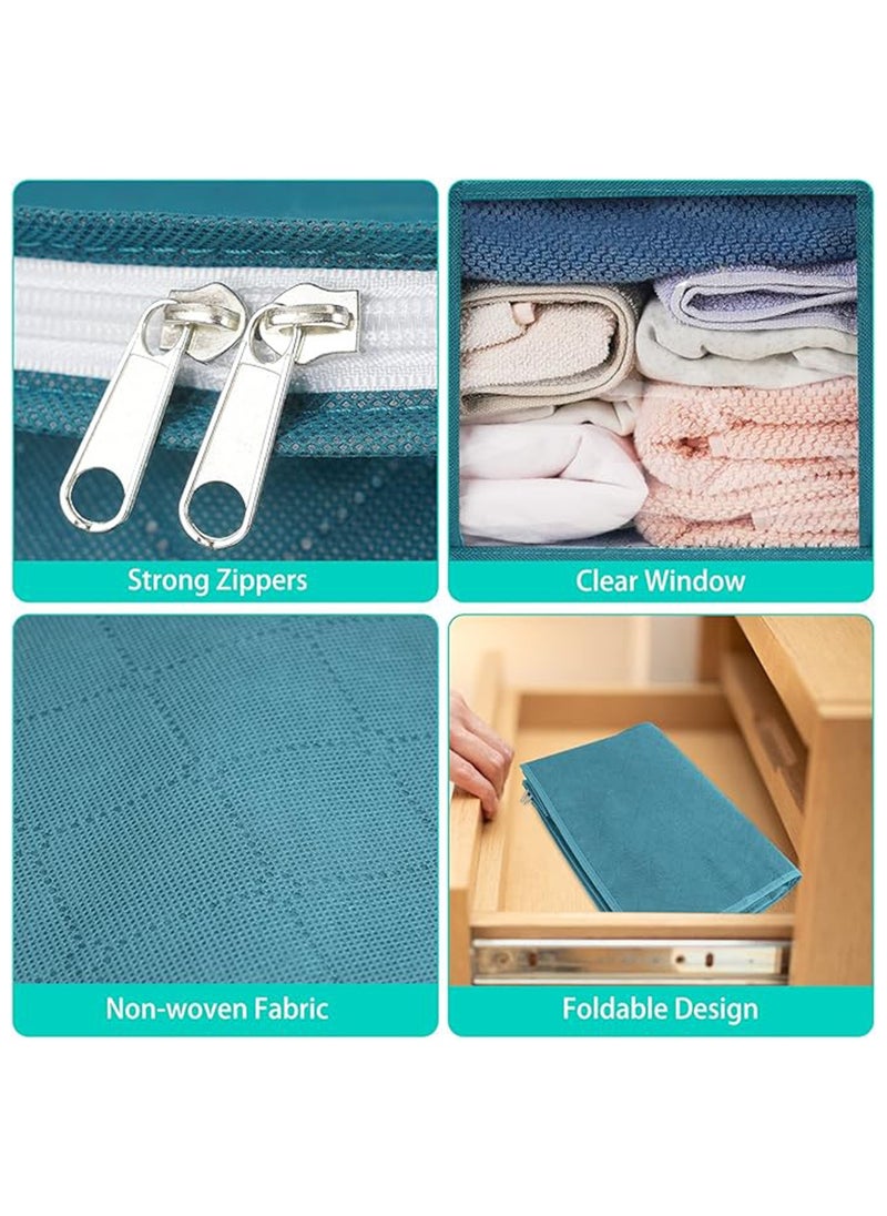 Generic Foldable Storage Bag 49x36x21cm (19.3x14.2x8.3in) – Large Capacity Clothes Organizer with Zipper & Transparent Window, Washable Non-Woven Fabric, Collapsible Storage Box with Handles for Bedroom, Closet, Office & Dorm Use  - Image 3