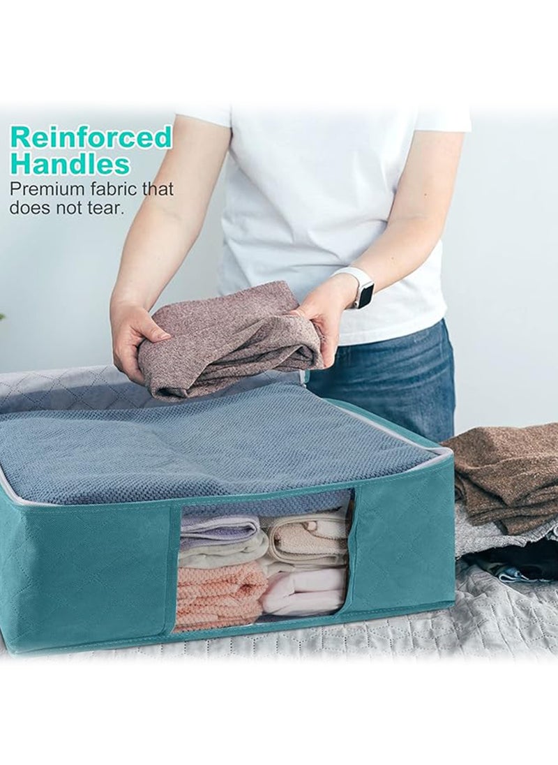 Generic Foldable Storage Bag 49x36x21cm (19.3x14.2x8.3in) – Large Capacity Clothes Organizer with Zipper & Transparent Window, Washable Non-Woven Fabric, Collapsible Storage Box with Handles for Bedroom, Closet, Office & Dorm Use  - Image 5