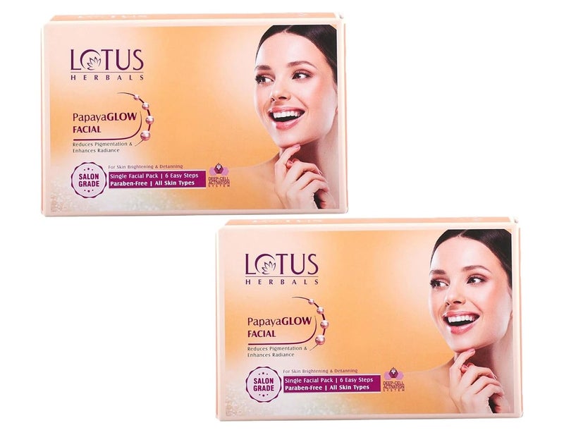 LOTUS HERBALS Lotus Herbals PapayaGlow Single Facial Kit 67g Pack of 2  - Image 1