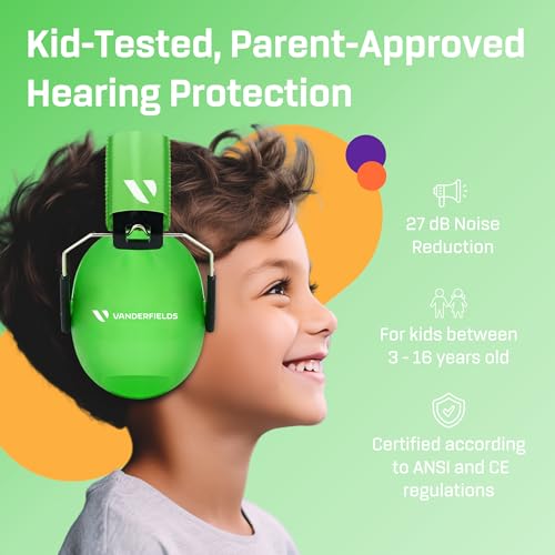 Vanderfields Hearing Protection Ear Muffs - Over 33 dB (2K Hz) Broad Noise Cancelling Sound Reduction Earmuffs for Kids 3-12 - Image 2