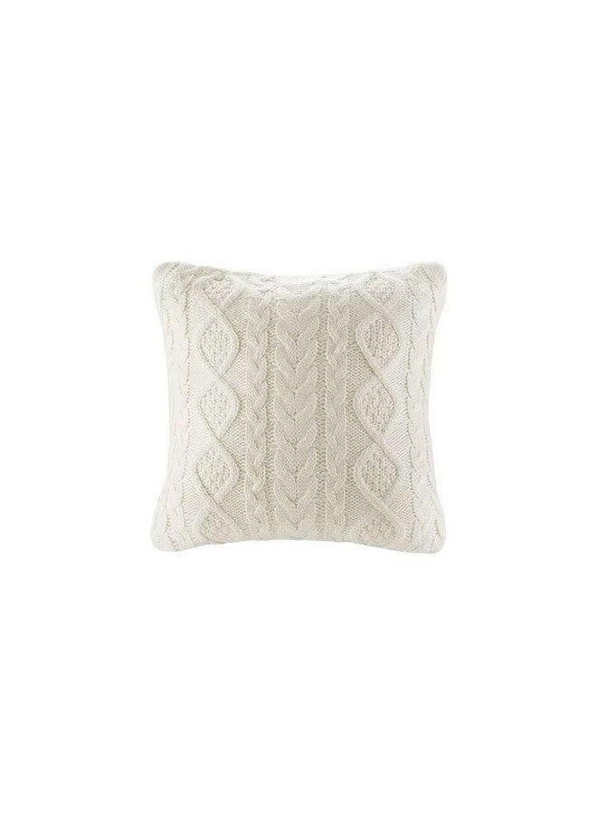 DOKOT Decorative Knit Throw Pillow Cover Chiristmas Farmhouse Sweater Square Warm Cushion Cover for Couch, Bed, Home Accent Decor (Cream, (18x18 inches(45x45cm)) - Image 1