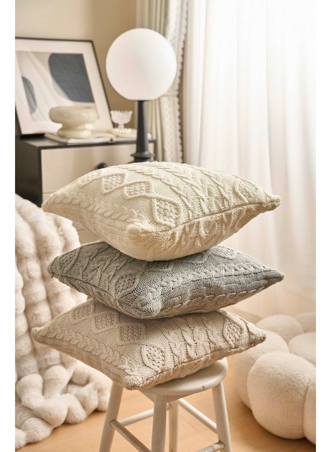 DOKOT Decorative Knit Throw Pillow Cover Chiristmas Farmhouse Sweater Square Warm Cushion Cover for Couch, Bed, Home Accent Decor (Cream, (18x18 inches(45x45cm)) - Image 5