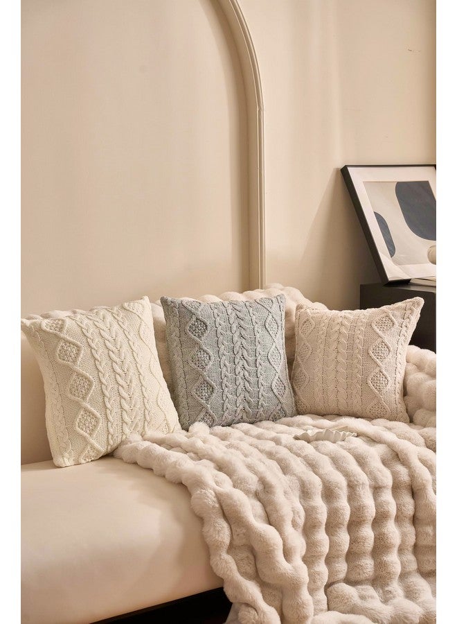 DOKOT Decorative Knit Throw Pillow Cover Chiristmas Farmhouse Sweater Square Warm Cushion Cover for Couch, Bed, Home Accent Decor (Cream, (18x18 inches(45x45cm)) - Image 3