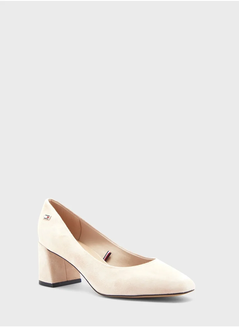 TOMMY HILFIGER Suede Mid Heel Block Platform Pumps