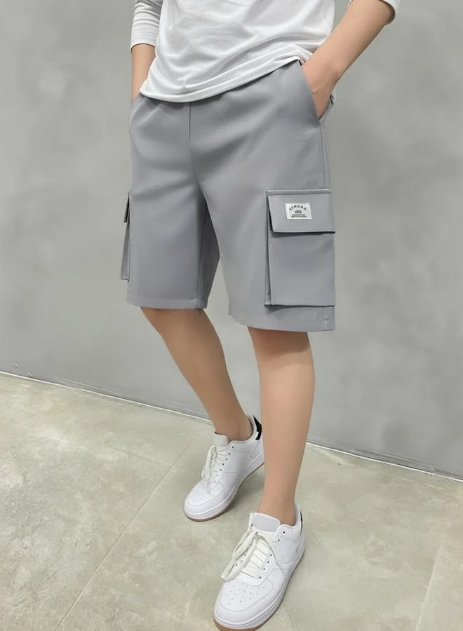 Take Two  Grey Solid Multi Pockets Cargo Shorts for Men | Best Price UAE