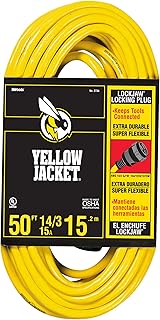 Yellow Jacket 2734 14/3 Heavy-Duty 15-Amp SJTW Extension Cord with Locking Plug; 50-Feet - Image 1