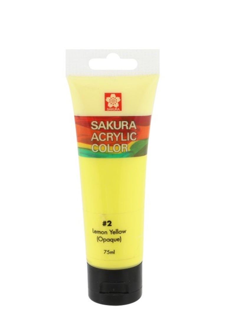 SAKURA Acrylic Color Paint Tube 75ml Content Lemon Yellow - Image 1