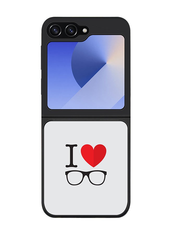 Stylizedd Rugged Black edge case for Samsung Galaxy Z Flip6, Slim fit Soft Case Flexible Rubber Edges Anti Drop TPU Gel Thin Cover -  I Love Glasses - Image 1