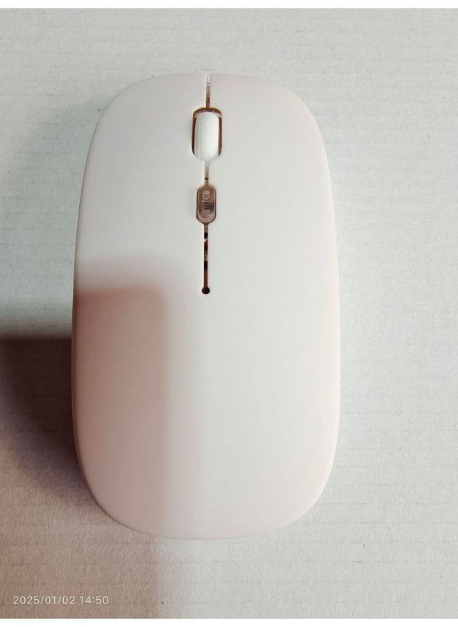 Generic Wireless Optical Mouse 1600dpi High Resolution Usb Interface For Laptop Desktop Computer-Color:Luminous Version 2.4g + Bluetooth Dual-mode Frosted White  - Image 1