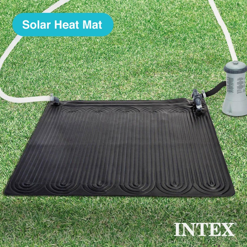 Intex 28685E 47 Inch x 47 Inch Solar Pool Water Heater Mat for 8,000 Gallon Above Ground Swimming Pool with Hose Attachment and Adaptors, Black - Image 2