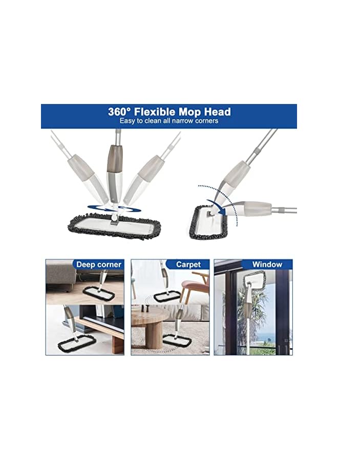 PROMASS Spray Mop Floor Mop Dry Wet Mop for Floor Cleaning, Sweeper Floor Cleaner Flat Mop with Refillable Bottle Sprayer 4 Pcs Reusable Microfiber Pads Lazy Mop for Laminate Hardwood Ceramic Tile Wood Dust - Image 2