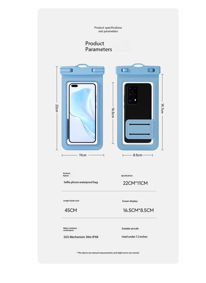 CityRiya-Long 2Pcs Waterproof Phone Pouch Set,Touch-Sensitive Underwater Dry Bag, IPX8 Certified Universal Phone Protector for Phones up to 7.2'' - Perfect for Swimming, Diving, Beach, Hot Spring, Water Park, Cruise, Snorkeling, Boating, Rafting & Water Sports Adventures(ZP21,White)  - Image 2