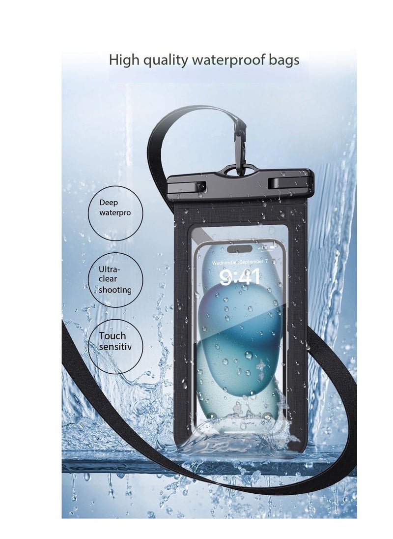 CityRiya-Long 2Pcs Waterproof Phone Pouch Set,Touch-Sensitive Underwater Dry Bag, IPX8 Certified Universal Phone Protector for Phones up to 7.2'' - Perfect for Swimming, Diving, Beach, Hot Spring, Water Park, Cruise, Snorkeling, Boating, Rafting & Water Sports Adventures(ZP21,White)  - Image 4